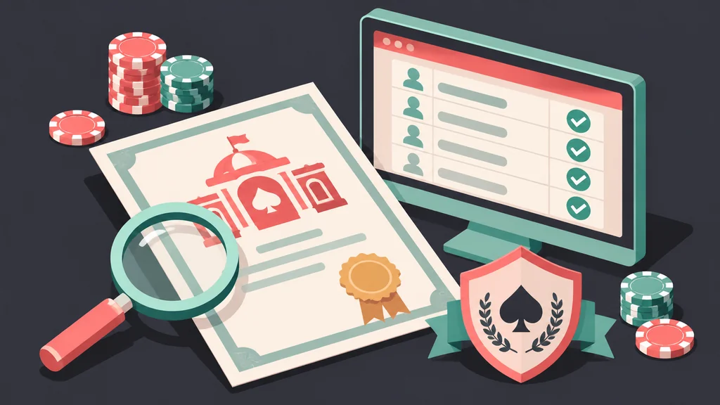 Isometric scene of a licence document and a register on screen