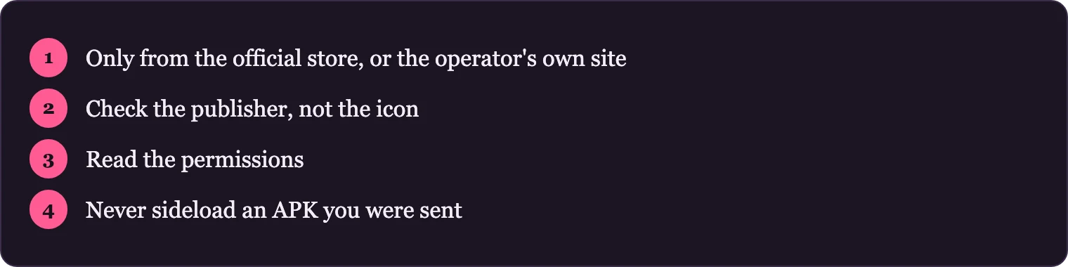 Steps for safely installing a gambling app