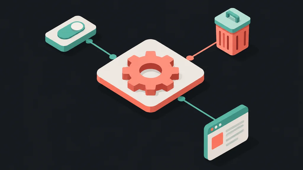 Isometric gear panel with toggle switch and trash bin
