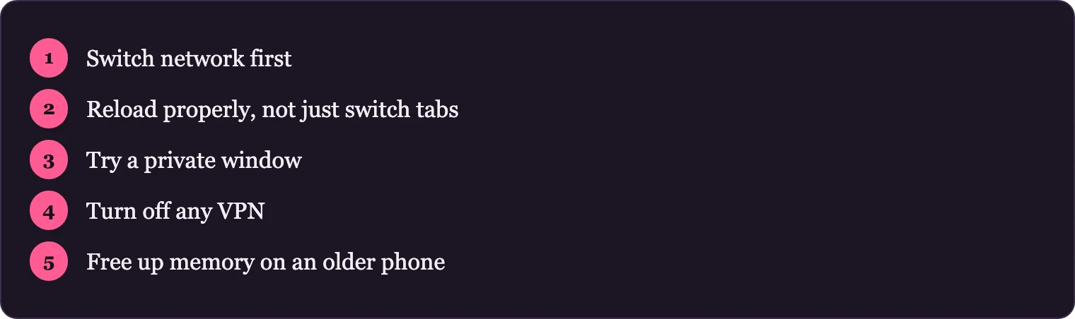 Five ordered steps for fixing loading problems on mobile